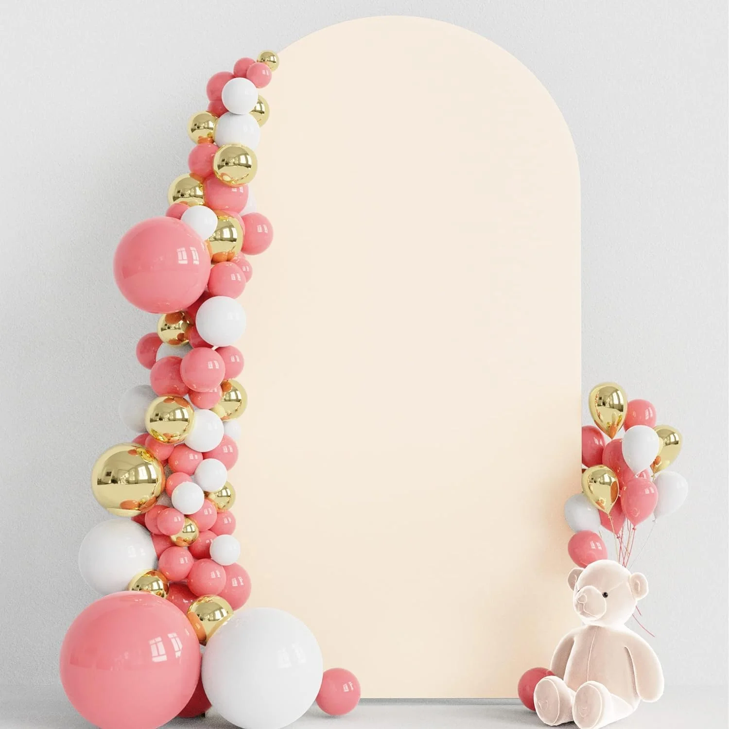 روکش طاق عروسی اسپندکس، روکش پایه طاق عروسی مناسب، روکش پس زمینه طاق گرد برای تزئینات جشن تولد، مراسم و ضیافت (بژ، 2 متر)