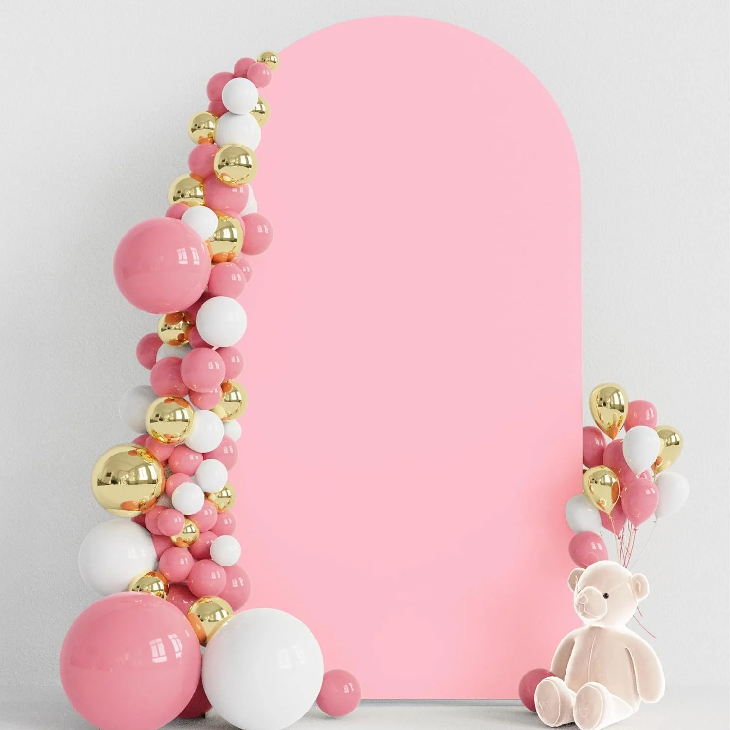 روکش طاق عروسی 1.8 متری، روکش طاق اسپندکس مناسب برای پایه طاق عروسی، روکش پس زمینه طاق گرد برای دکوراسیون جشن تولد، مراسم و ضیافت (صورتی)