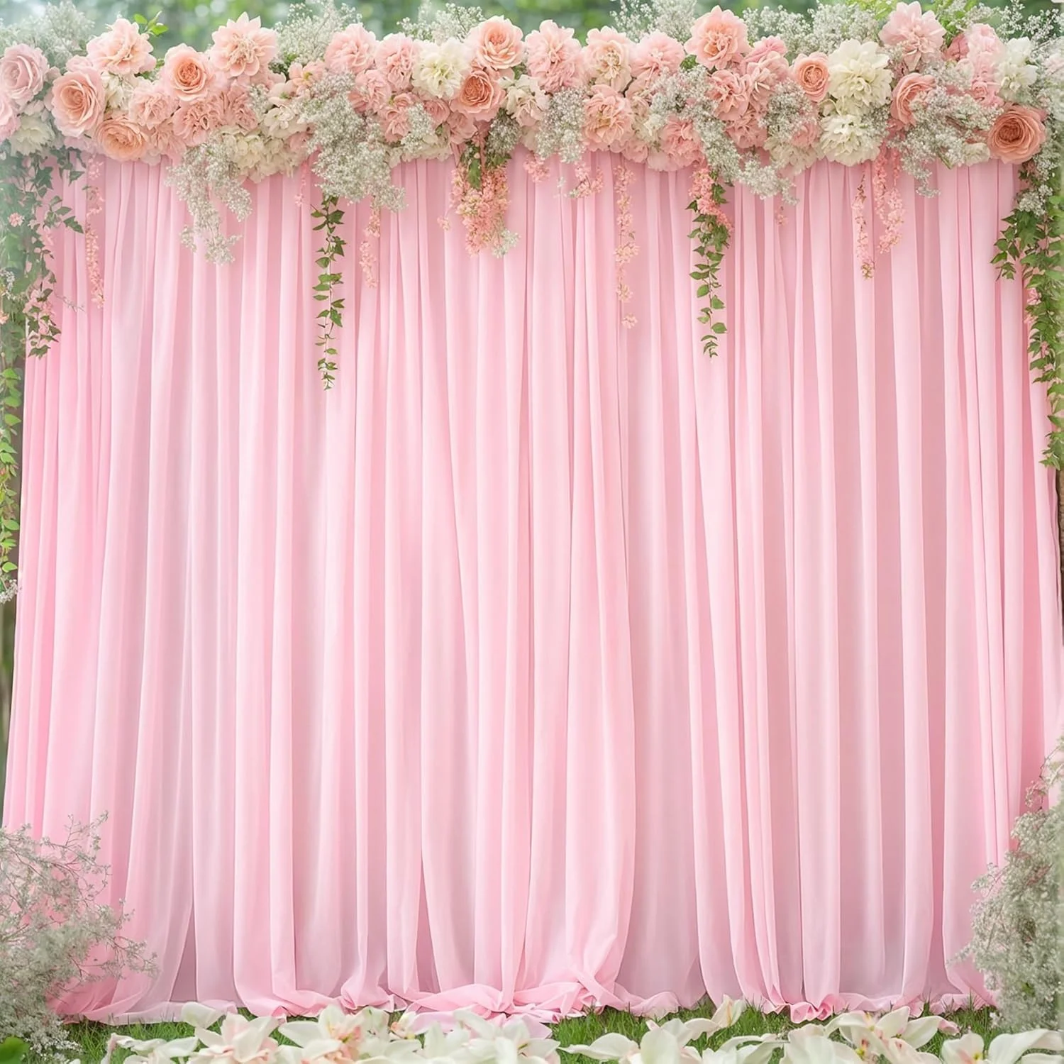 دو پنل پرده پس زمینه 1.5x2.1 متر برای مهمانی های عروسی، پرده های پارچه ای نرم پس زمینه برای دکوراسیون جشن تولد و پس زمینه عکاسی (صورتی)