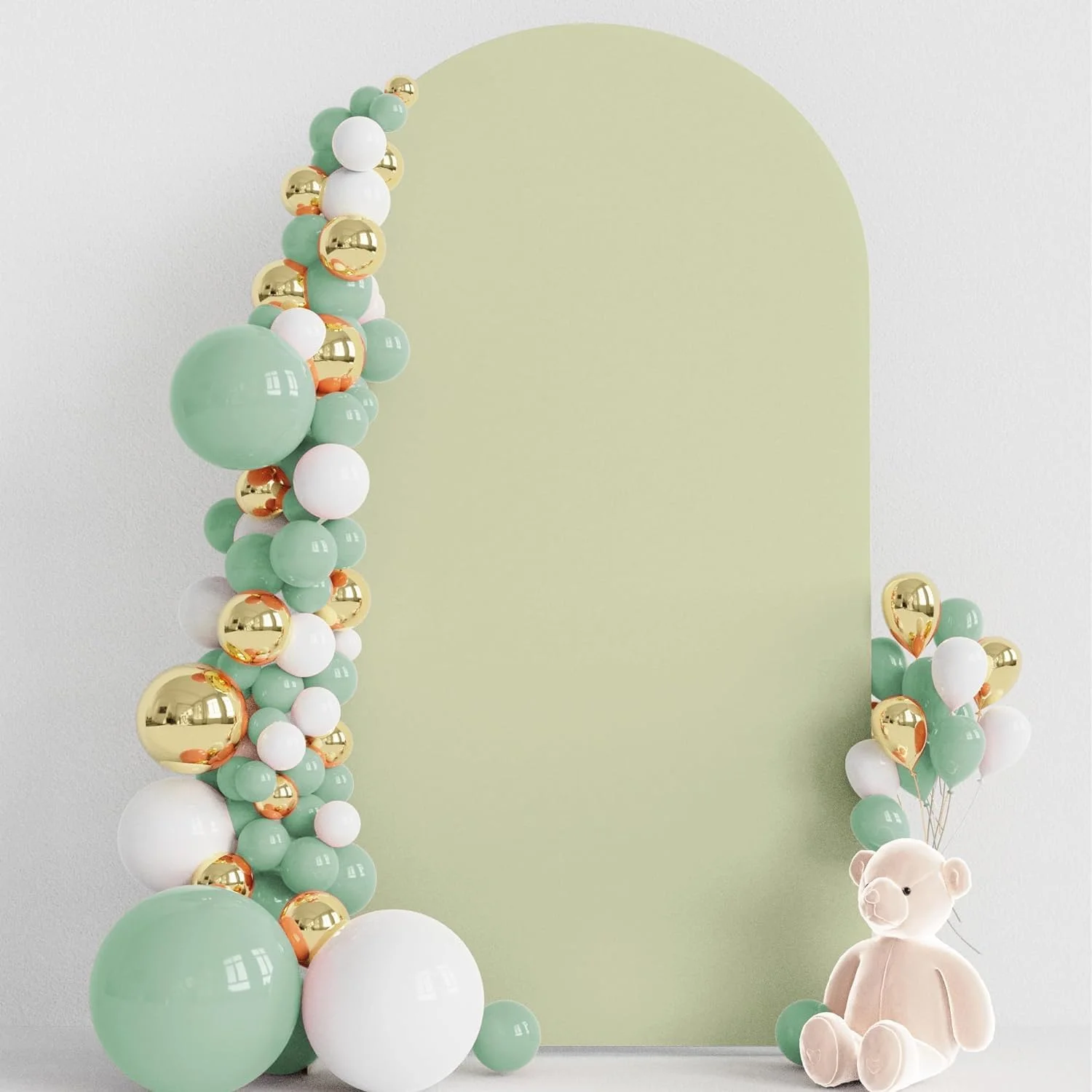 روکش طاق عروسی اسپندکس، روکش پایه طاق عروسی فیت، روکش پس زمینه طاق گرد برای دکوراسیون جشن تولد، مراسم و مهمانی (سبز، 6 فوت)