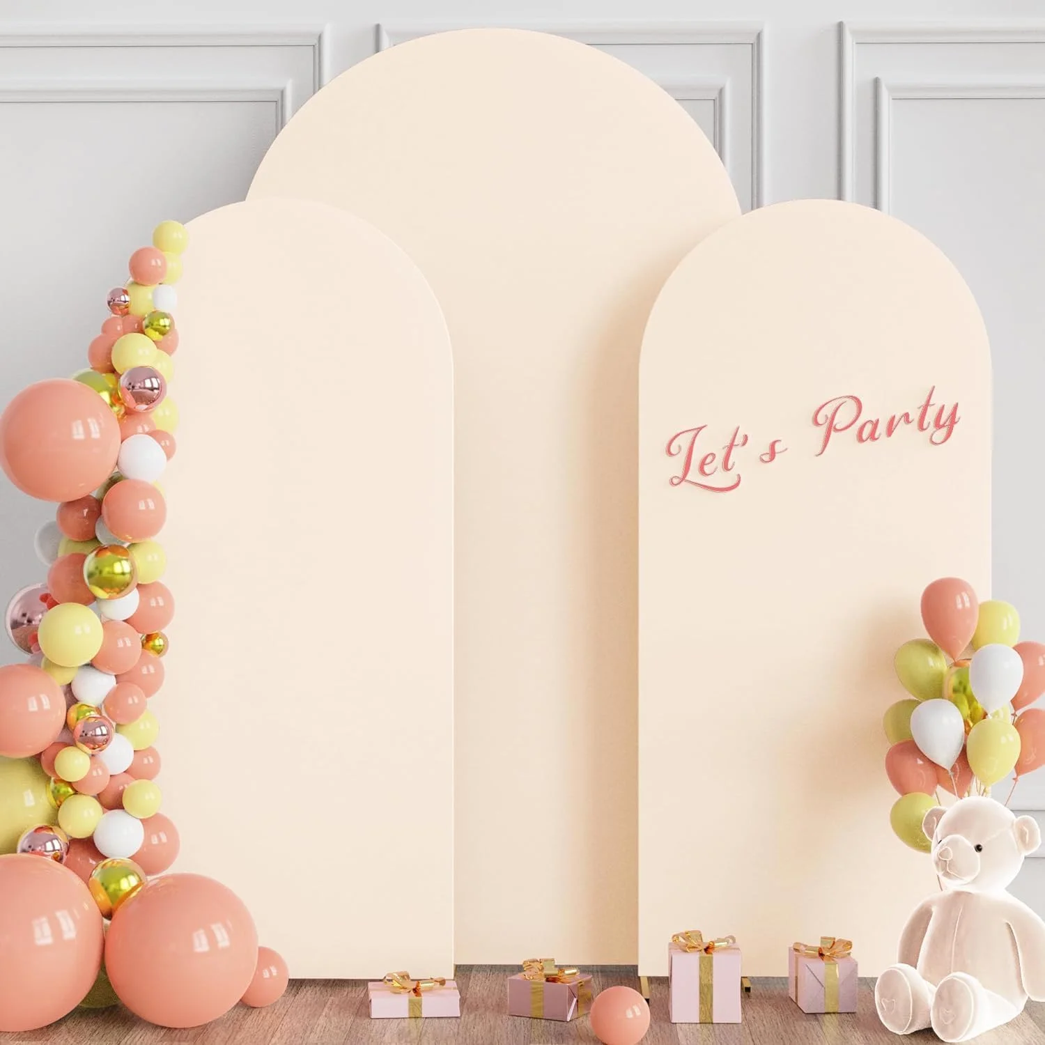 روکش طاق عروسی اسپندکس، روکش پایه طاق عروسی مناسب، روکش پس زمینه طاق گرد برای تزئینات جشن تولد، مراسم و ضیافت (بژ، 2 متر)