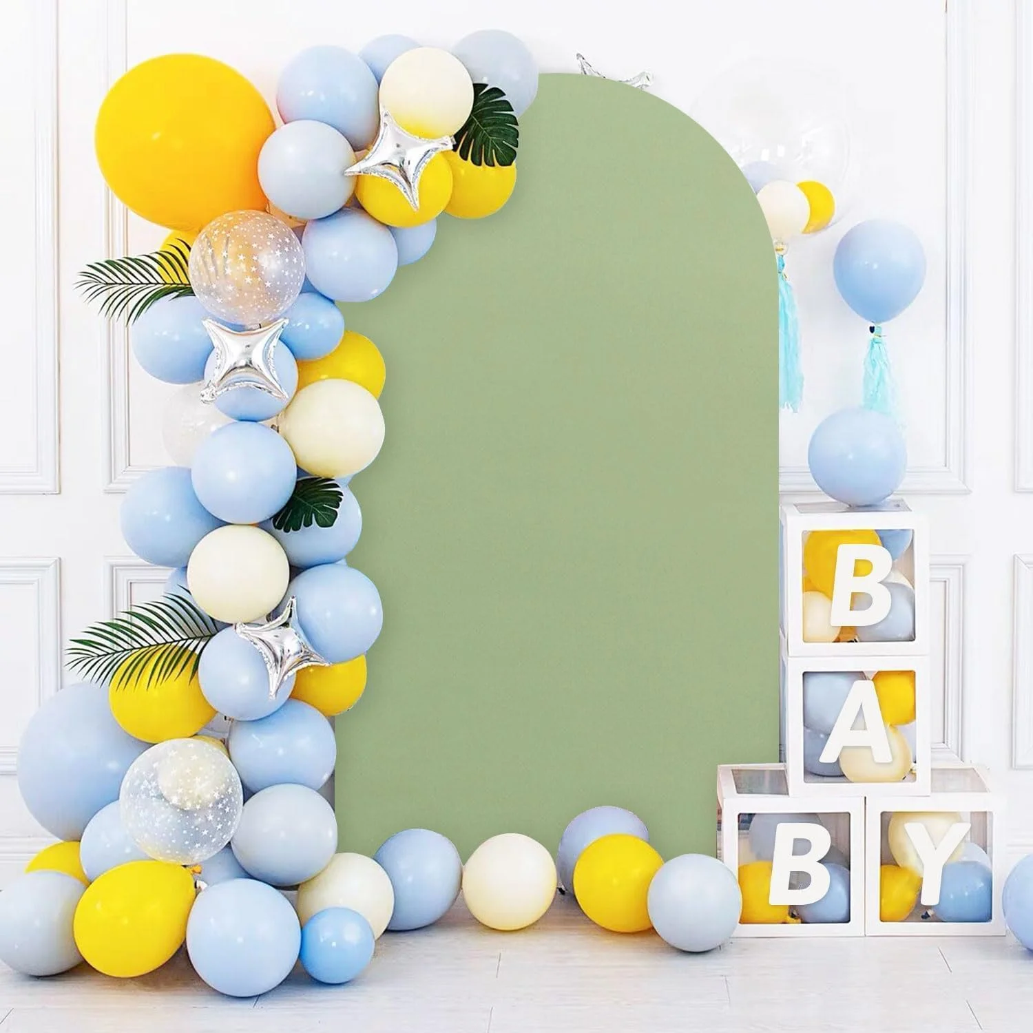 روکش طاق عروسی اسپندکس، روکش پایه طاق عروسی فیت، روکش پس زمینه طاق گرد برای دکوراسیون جشن تولد، مراسم و مهمانی (سبز، 6 فوت)