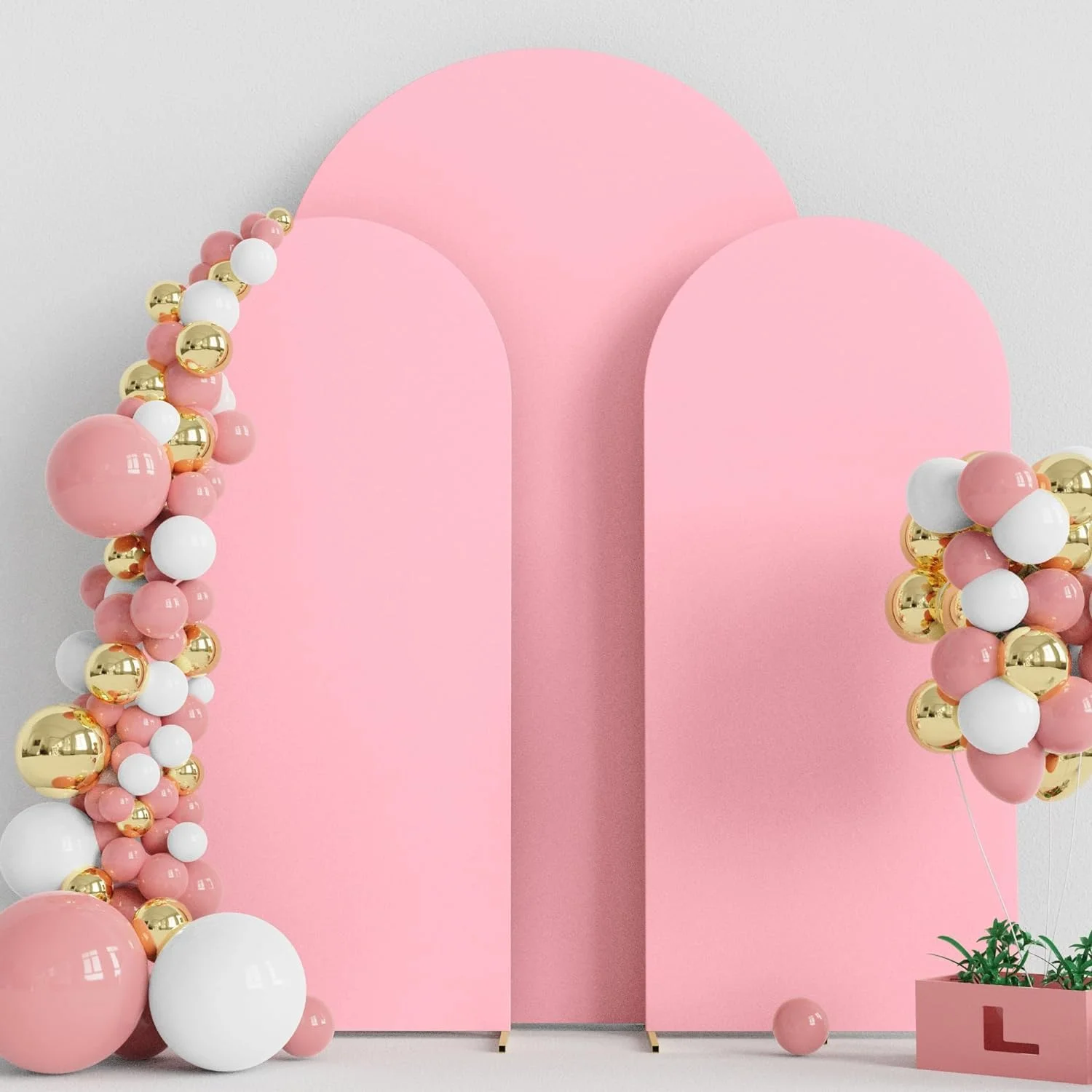 روکش طاق عروسی 1.8 متری، روکش طاق اسپندکس مناسب برای پایه طاق عروسی، روکش پس زمینه طاق گرد برای دکوراسیون جشن تولد، مراسم و ضیافت (صورتی)