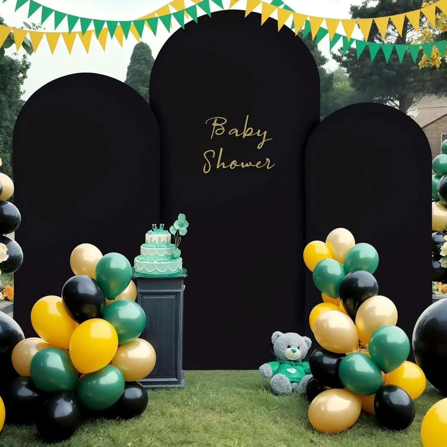 روکش طاق عروسی 2 متری، روکش طاق اسپندکس، روکش پس زمینه طاق گرد برای تزئین جشن تولد، مراسم و مهمانی (مشکی)