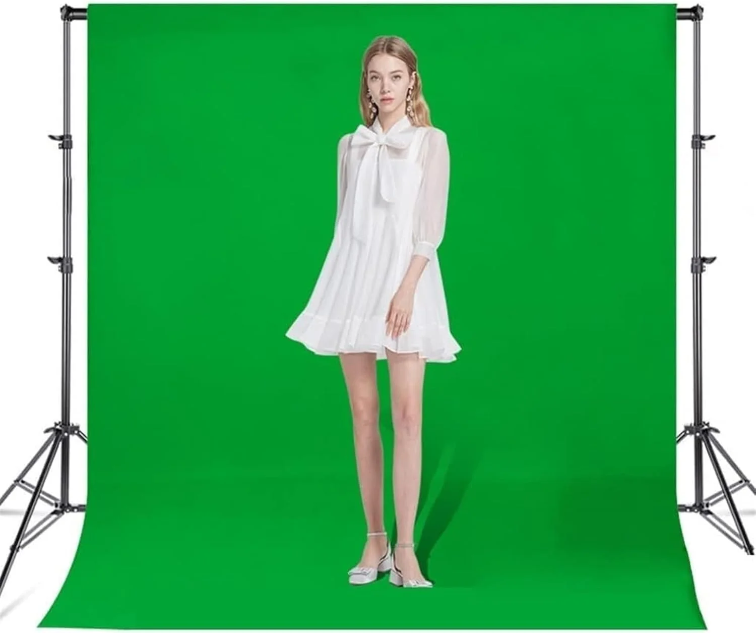 پس زمینه برای عکاسی، پس زمینه قابل حمل با پایه و 4 گیره، پرده سبز کروماکی، برای پخش زنده و کنفرانس ویدیویی
