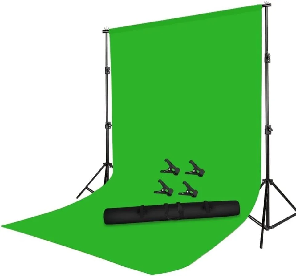 پس زمینه برای عکاسی، پس زمینه قابل حمل با پایه و گیره، پرده سبز کروماکی برای استودیو عکس و فیلم (رنگ: سبز، سایز: 1)