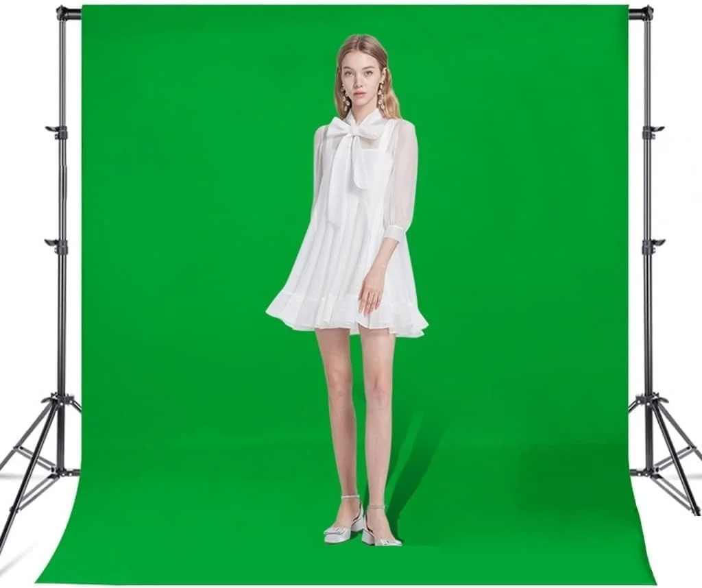 پس زمینه برای عکاسی، پس زمینه قابل حمل با پایه و 4 گیره، پرده سبز کروماکی، برای پخش زنده و کنفرانس ویدئویی
