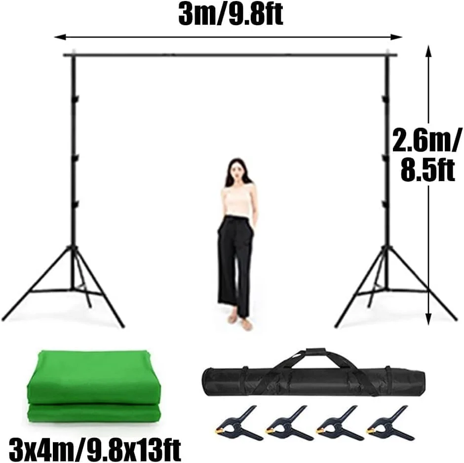 پس زمینه برای عکاسی، پس زمینه قابل حمل با پایه و 4 گیره، پرده سبز کروماکی، برای پخش زنده و کنفرانس ویدئویی