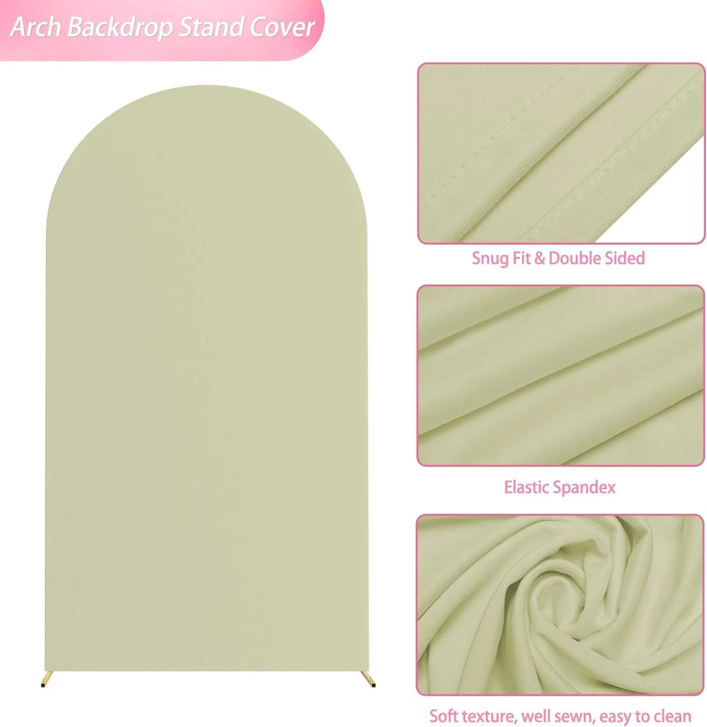 روکش طاق عروسی 2.2 متری، روکش طاق استند عروسی اسپندکس، روکش پس زمینه طاق گرد برای تزئین جشن تولد، مراسم و مهمانی (سبز مریم گلی)