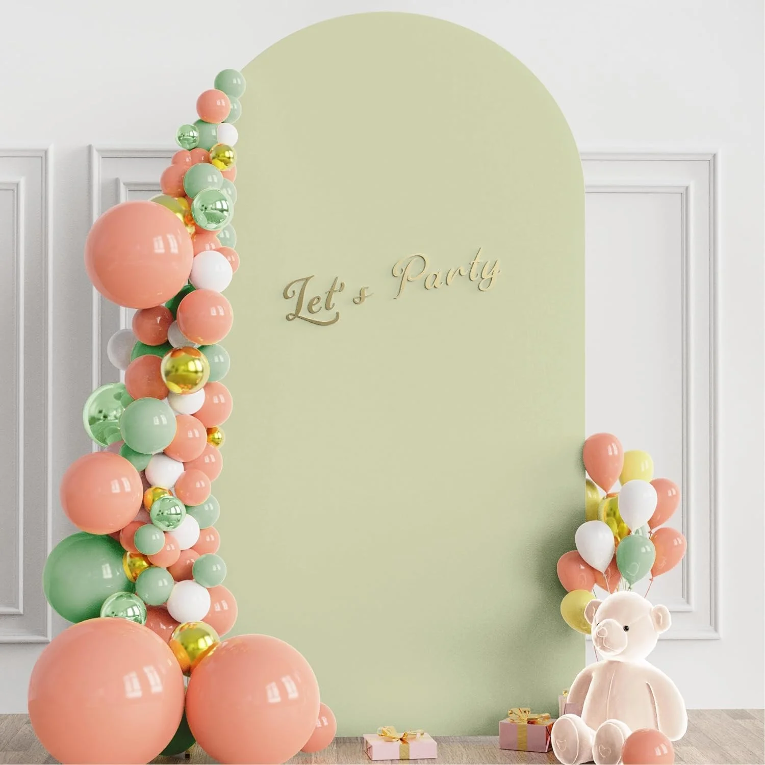 روکش طاق عروسی 2.2 متری، روکش طاق استند عروسی اسپندکس، روکش پس زمینه طاق گرد برای تزئین جشن تولد، مراسم و مهمانی (سبز مریم گلی)