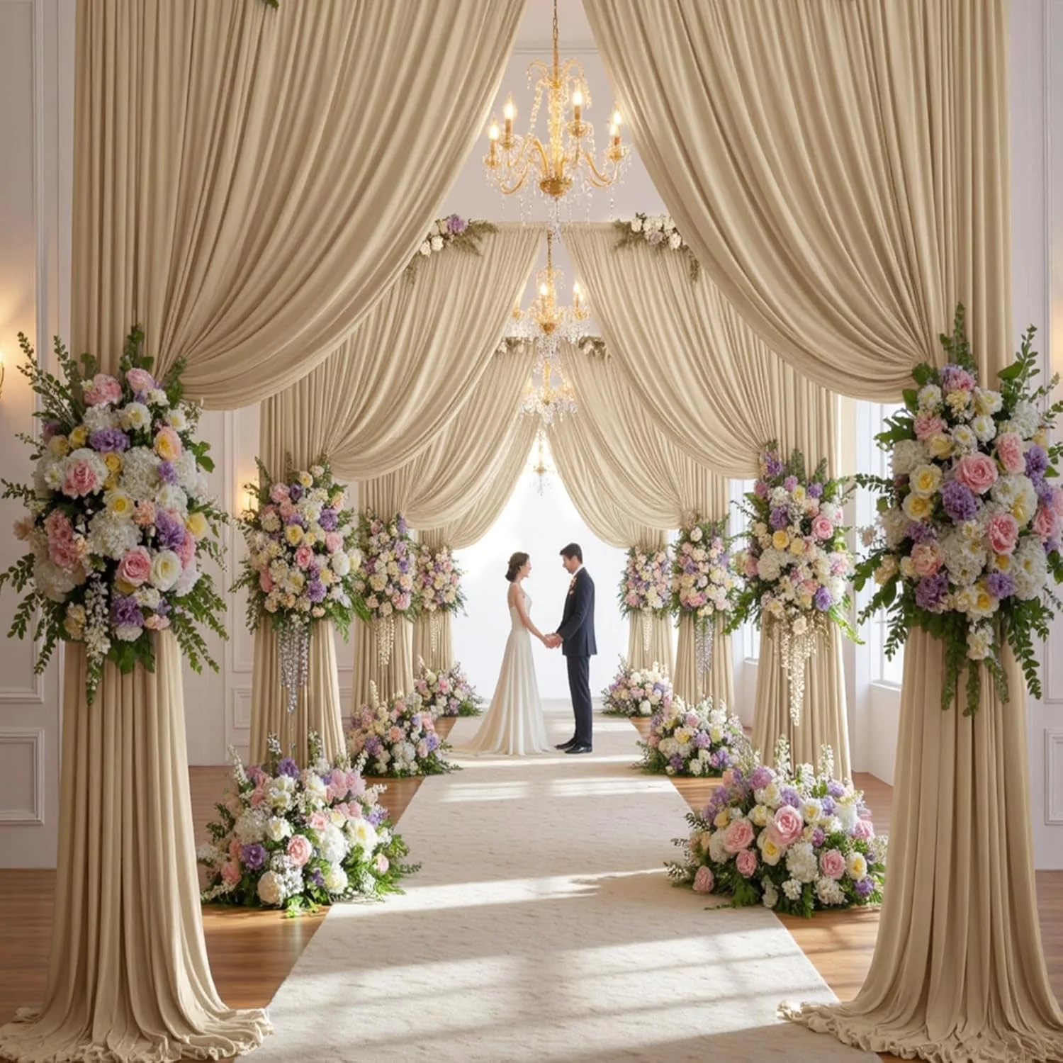 پرده پس زمینه بدون چروک بژ 3x4.2 متری برای عروسی ها و مهمانی ها، 2 تکه پارچه ابریشمی پلی استر 4.2 متری برای پس زمینه عکس، مناسب برای تولد، جشن نوزاد و پس زمینه عکاسی پرده پس زمینه بدون چروک بژ 3x4.2 متری برای عروسی ها و مهمانی ها، 2 تکه پارچه ابریشمی پلی استر 4.2 متری برای پس زمینه عکس، مناسب برای تولد، جشن نوزاد و پس زمینه عکاسی