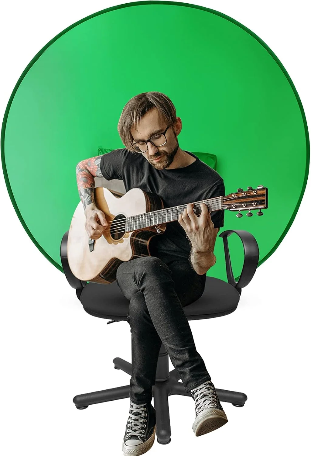 پس زمینه پرده سبز قابل حمل (56 اینچ)، پس زمینه وب کم تاشو، پرده سبز کروماکی، برای کنفرانس ویدیویی در دفتر کار خانگی