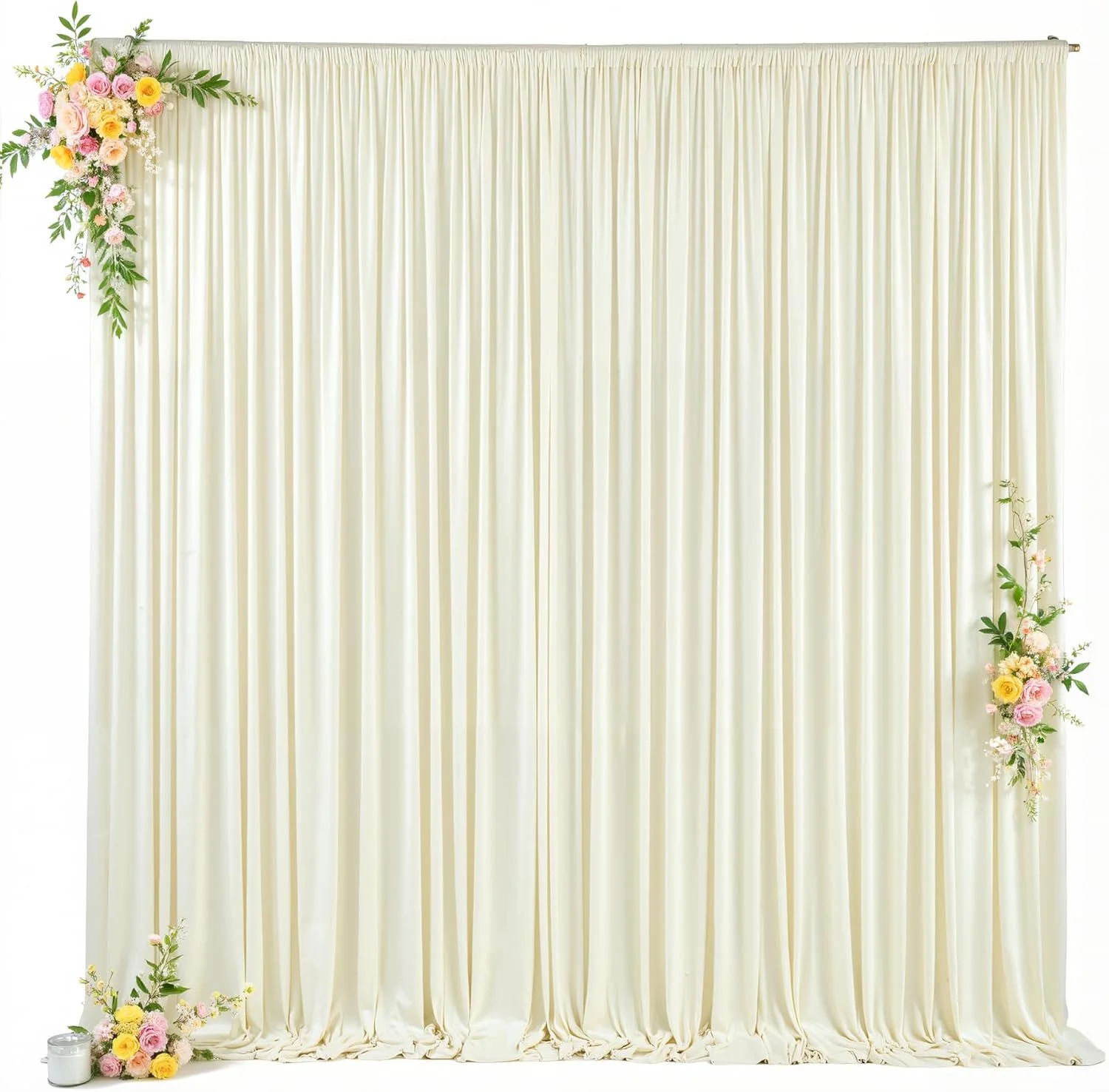 پرده پس زمینه بژ 3x3 متری برای جشن عروسی، پارچه بدون چروک، دکوراسیون پس زمینه بژ برای جشن نوزاد، دکوراسیون عکاسی تولد، 2 پنل، 1.5x3 متر