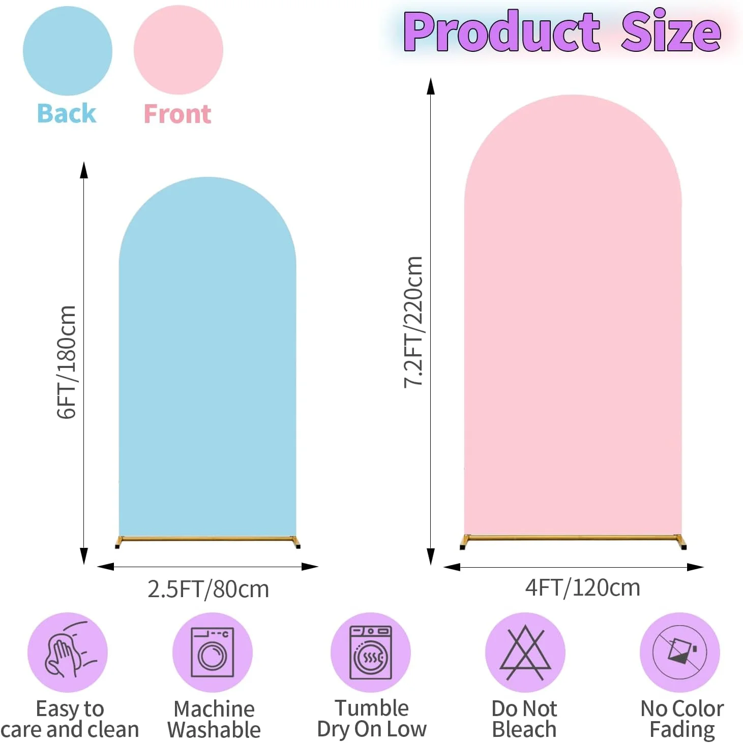 ست کاور پس زمینه طاق، 2 عدد (180 و 220 سانتی متر) کاور طاق عروسی دو رنگ، کاورهای طاق اسپندکس فیت، کاور پس زمینه طاق گرد برای جشن تولد و مهمانی (صورتی + آبی) ست کاور پس زمینه طاق، 2 عدد (180 و 220 سانتی متر) کاور طاق عروسی دو رنگ، کاورهای طاق اسپندکس فیت، کاور پس زمینه طاق گرد برای جشن تولد و مهمانی (صورتی + آبی)