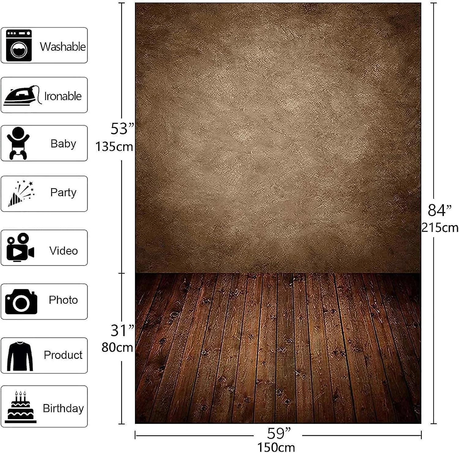 پس زمینه عکس طرح دیوار قهوه ای انتزاعی با کف چوبی آلنجوی مناسب عکاسی نوزاد، کودکان، جشن تولد و پرتره