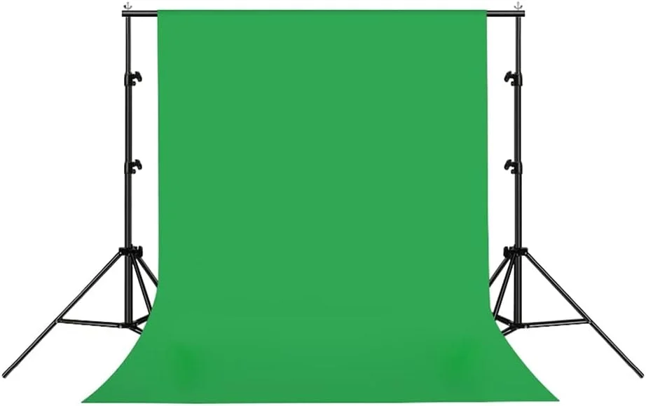 پرده سبز کروماکی با پایه قابل تنظیم | پس زمینه قابل حمل برای پخش زنده، کنفرانس ویدئویی و عکاسی (اندازه: 3x3 متر)