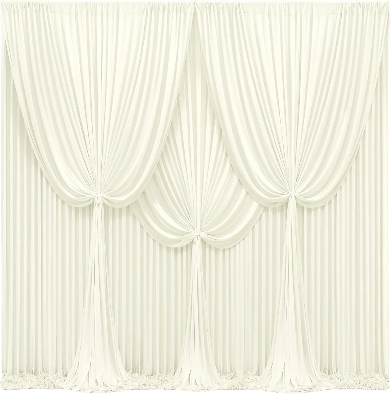 پرده پس زمینه عاجی 7.3x3 متری برای مهمانی های عروسی، پرده های پس زمینه عکاسی پلی استر بدون چروک برای مهمانی های عروسی، جشن تولد نوزاد، دکوراسیون استند پس زمینه صحنه 1.2x3 متری، 6 پنل