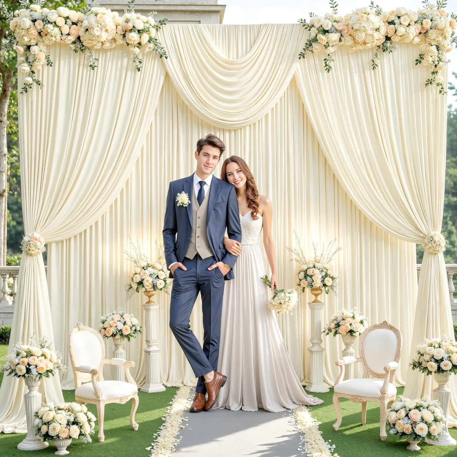 پرده پس زمینه بژ 3x3 متری برای جشن عروسی، پارچه بدون چروک، دکوراسیون پس زمینه بژ برای جشن نوزاد، دکوراسیون عکاسی تولد، 2 پنل، 1.5x3 متر پرده پس زمینه بژ 3x3 متری برای جشن عروسی، پارچه بدون چروک، دکوراسیون پس زمینه بژ برای جشن نوزاد، دکوراسیون عکاسی تولد، 2 پنل، 1.5x3 متر