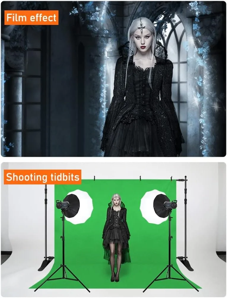 پرده سبز کروماکی با پایه قابل تنظیم | پس زمینه قابل حمل برای پخش زنده، کنفرانس ویدئویی و عکاسی (اندازه: 3x3 متر)