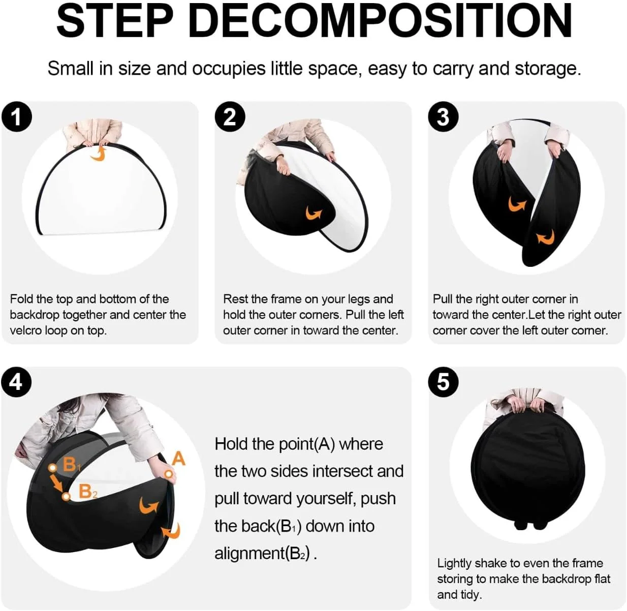 پس زمینه تاشو دو طرفه SKEIDO، 100x150 سانتی متر، مناسب پرتره، عکاسی حرفه ای، فیلمبرداری و استودیو تلویزیونی (سیاه/سفید)