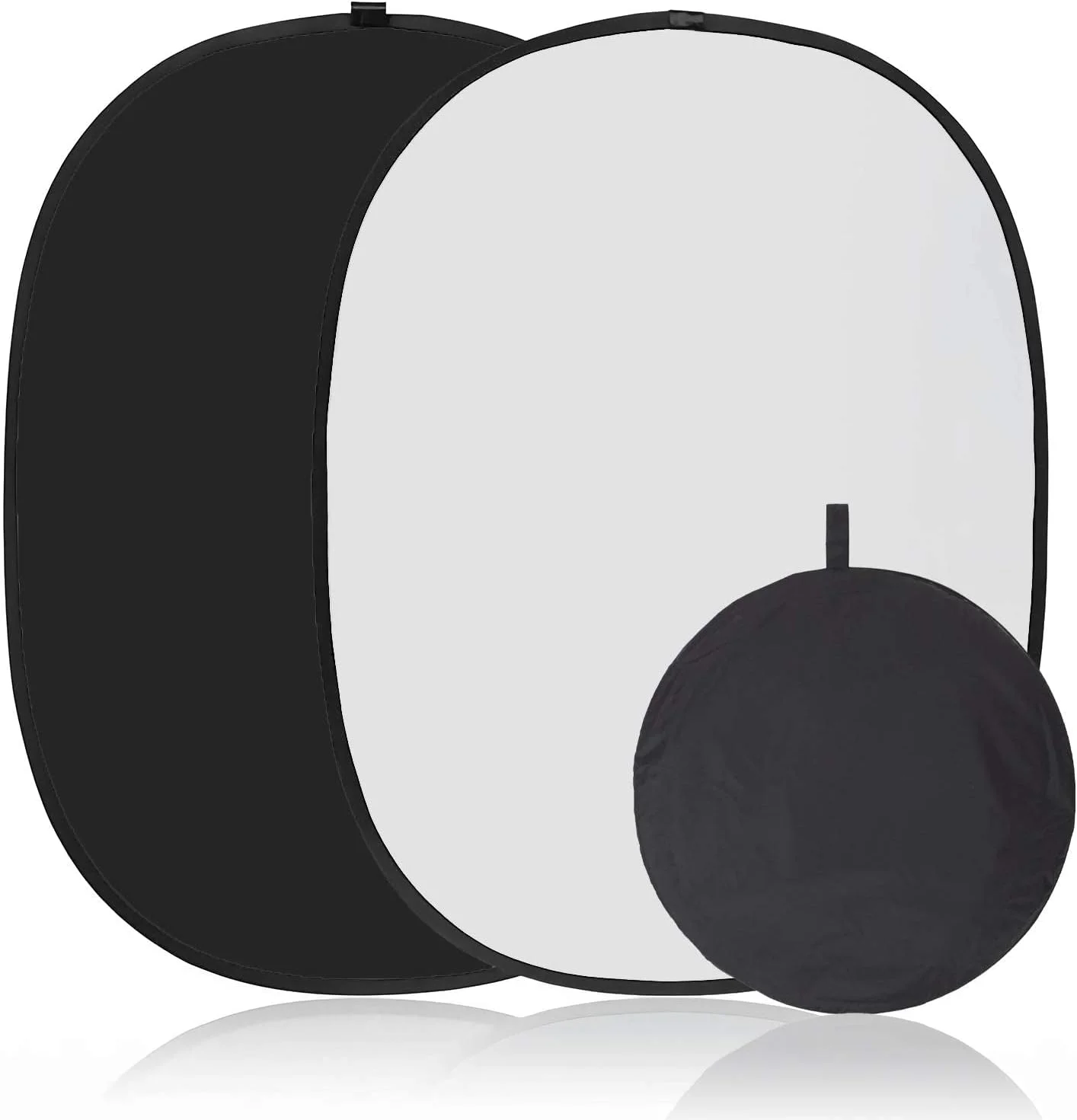 پرده پس زمینه تاشو قابل حمل SKEIDO 150x200 سانتی متر، صفحه نمایش دو طرفه مشکی و سفید برای صندلی/مجازی زوم/دفتر کار خانگی/عکس پرتره دوربین (مشکی/سفید)