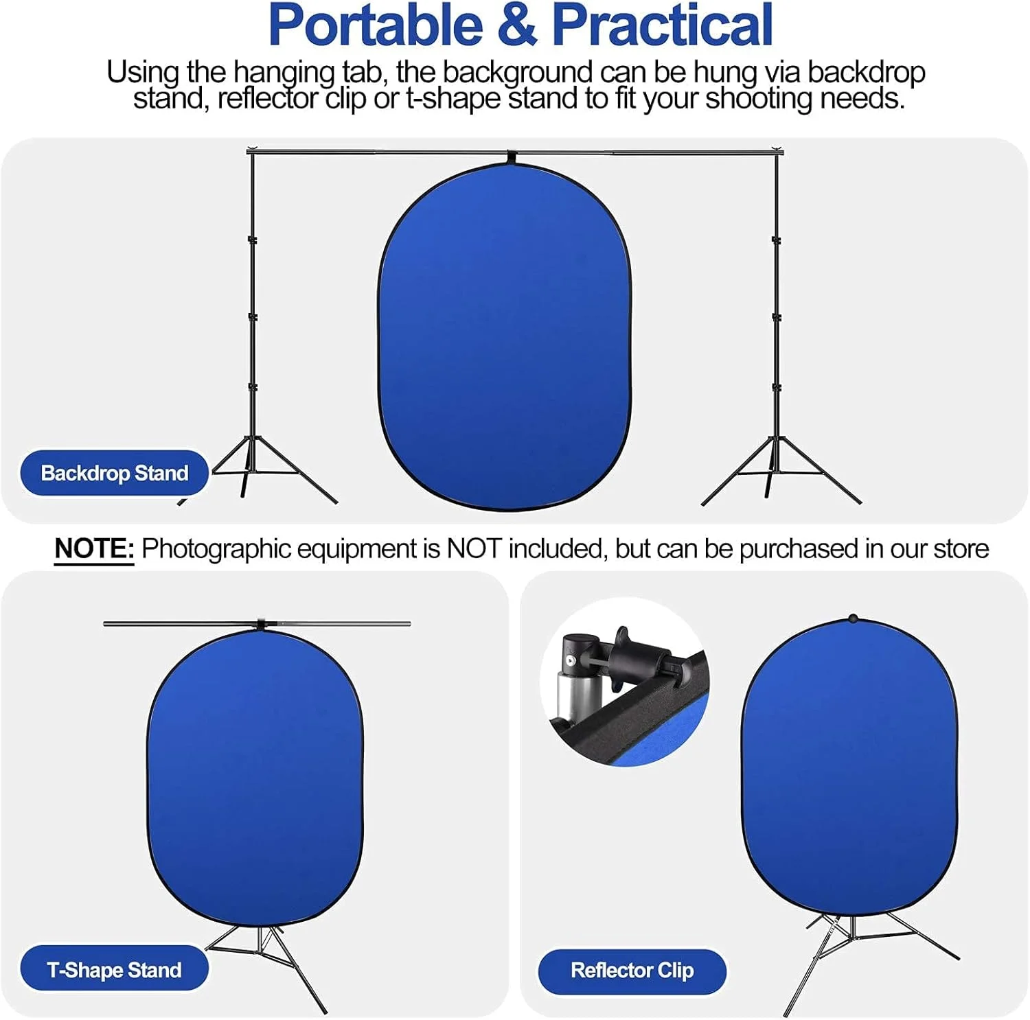 پرده پس زمینه قابل حمل SKEIDO 150x200 سانتی متر، پس زمینه کروماکی تاشو بازشو 2 در 1، صفحه آبی سبز تاشو برای صندلی/مجازی زوم/دفتر کار خانگی/عکس پرتره دوربین (آبی/سبز)
