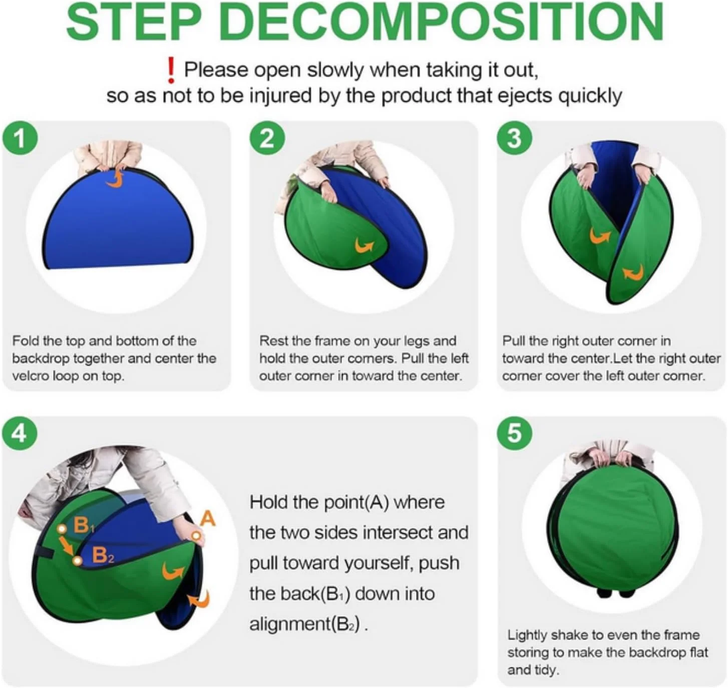 پارچه پس زمینه دو طرفه سبز آبی SKEIDO 2 در 1، کروماکی تاشو دایره ای برای استودیو عکاسی با کیف نگهداری - 100x150 سانتی متر