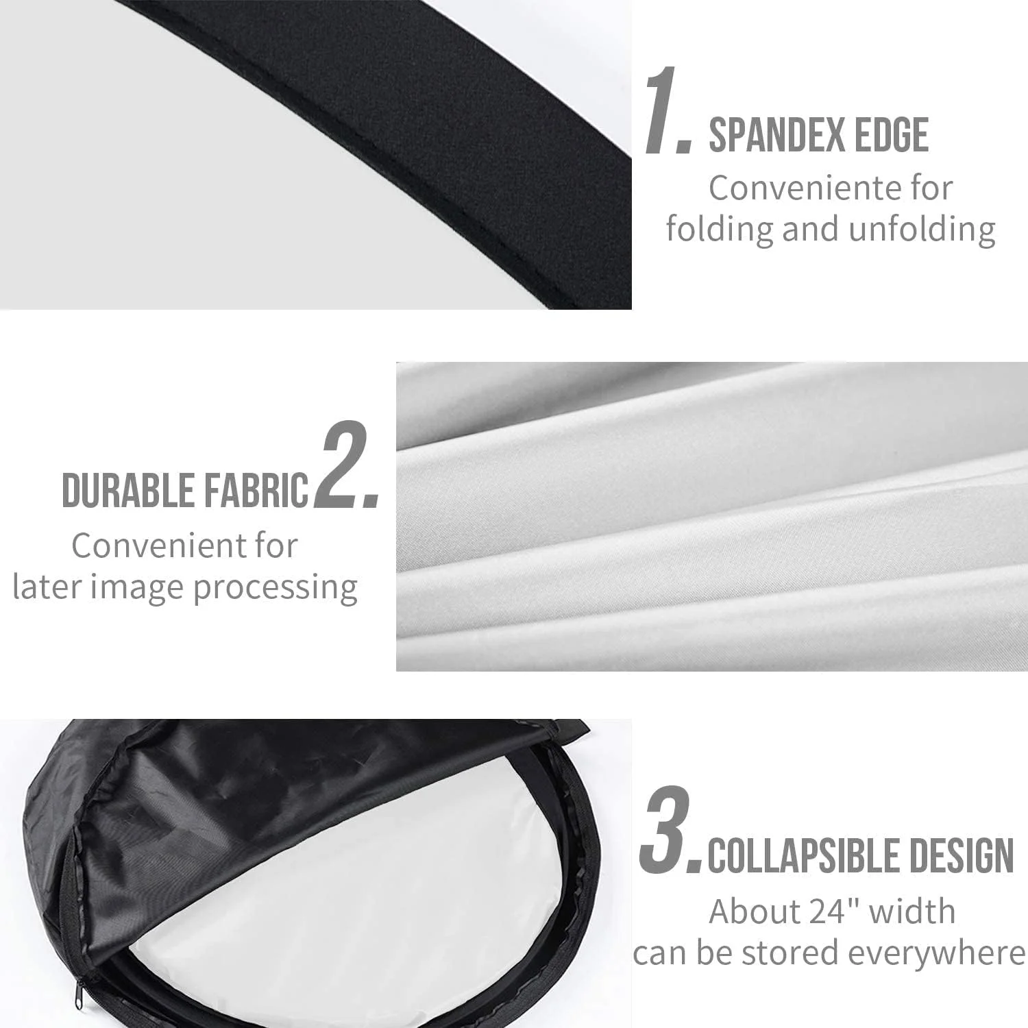 پرده پس زمینه تاشو قابل حمل SKEIDO 150x200 سانتی متر، صفحه نمایش دو طرفه مشکی و سفید برای صندلی/مجازی زوم/دفتر کار خانگی/عکس پرتره دوربین (مشکی/سفید)