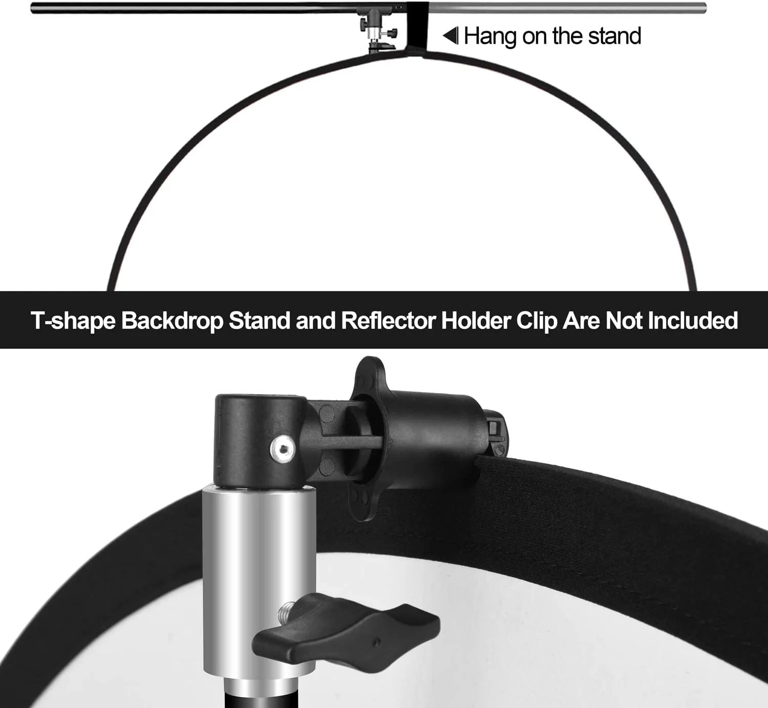 پرده پس زمینه تاشو قابل حمل SKEIDO 150x200 سانتی متر، صفحه نمایش دو طرفه مشکی و سفید برای صندلی/مجازی زوم/دفتر کار خانگی/عکس پرتره دوربین (مشکی/سفید)