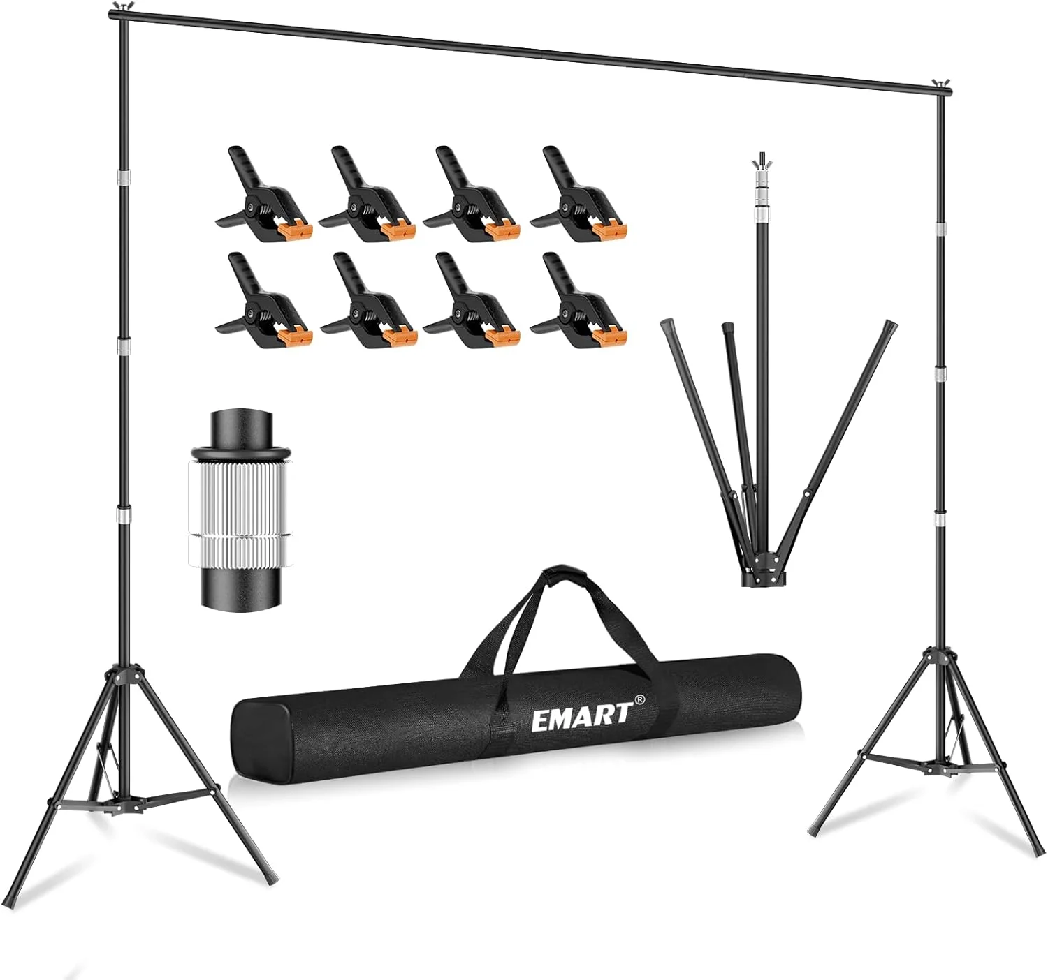 پایه نگهدارنده پس زمینه تاشو معکوس EMART، کیت پایه قابل تنظیم 2.5 در 3 متری به همراه کیف حمل برای مهمانی/عروسی/عکاسی/جشن/دکوراسیون فارغ التحصیلی