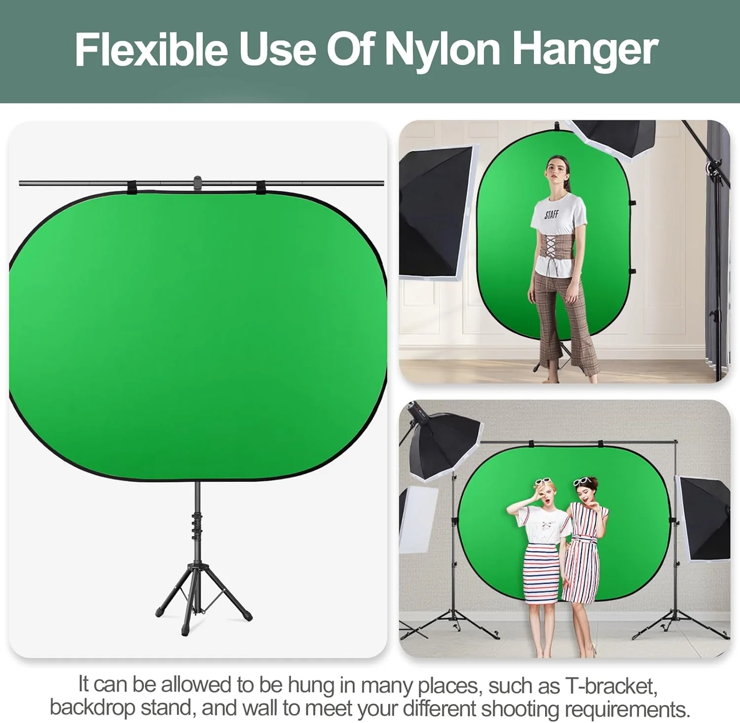 پرده پس زمینه دو طرفه تاشو EMART (سبز و آبی) به همراه کیف حمل، پس زمینه پاپ آپ قابل حمل برای عکاسی، پخش زنده و مصاحبه (100x151 سانتی متر)