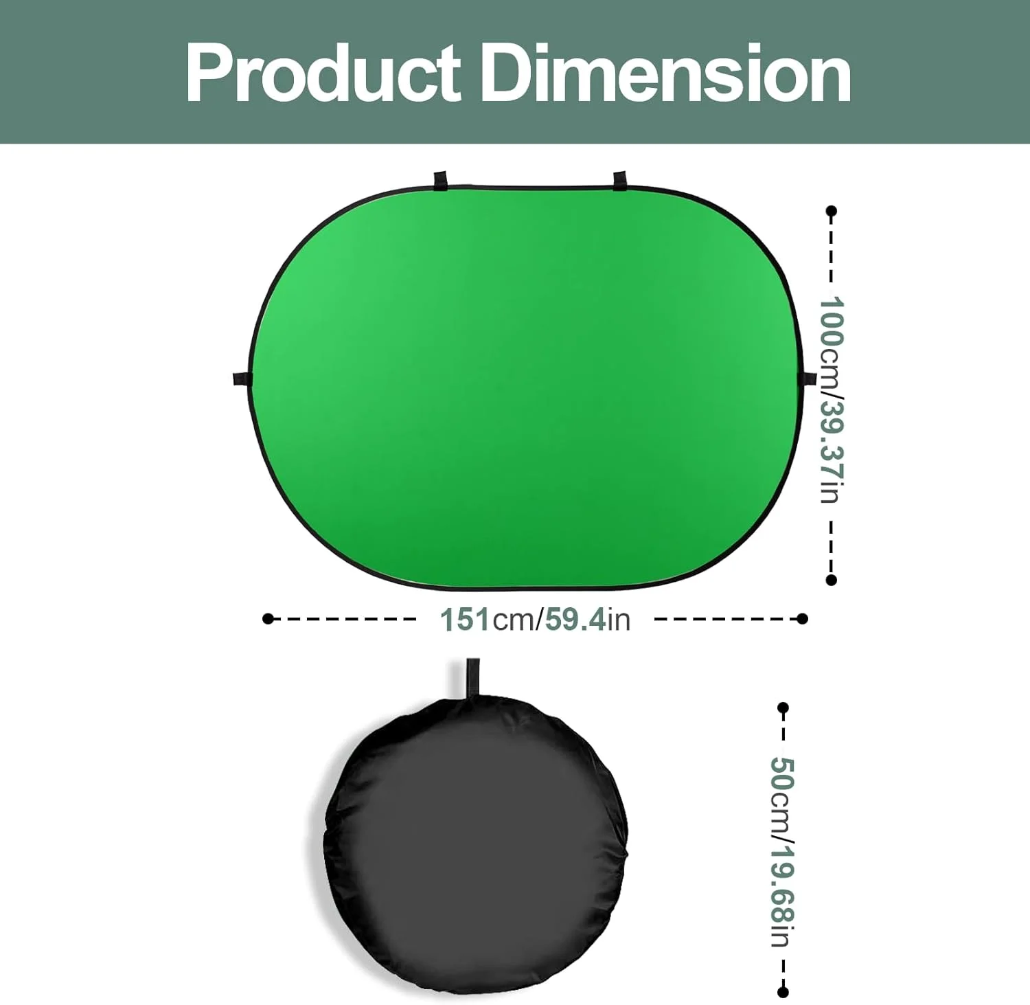 پرده پس زمینه دو طرفه تاشو EMART (سبز و آبی) به همراه کیف حمل، پس زمینه پاپ آپ قابل حمل برای عکاسی، پخش زنده و مصاحبه (100x151 سانتی متر)