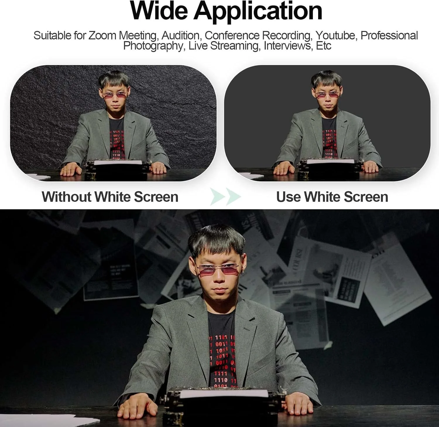 پس زمینه مشکی ایمارت با پایه 1.5x2.6 متر و 1.5x2 متر، صفحه نمایش تاشو با کیت پشتیبانی پس زمینه قابل حمل T شکل برای عکسبرداری، پرتره، مهمانی، استودیو فیلمبرداری