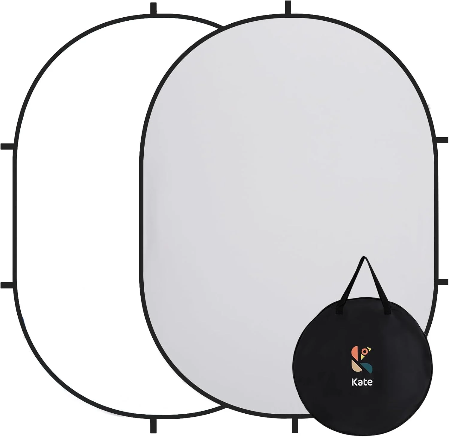 پس زمینه تاشو کیت، پس زمینه عکاسی خودچسب، پس زمینه بازشو تاشو برای عکاسی (1.5x2 متر، سفید/خاکستری)