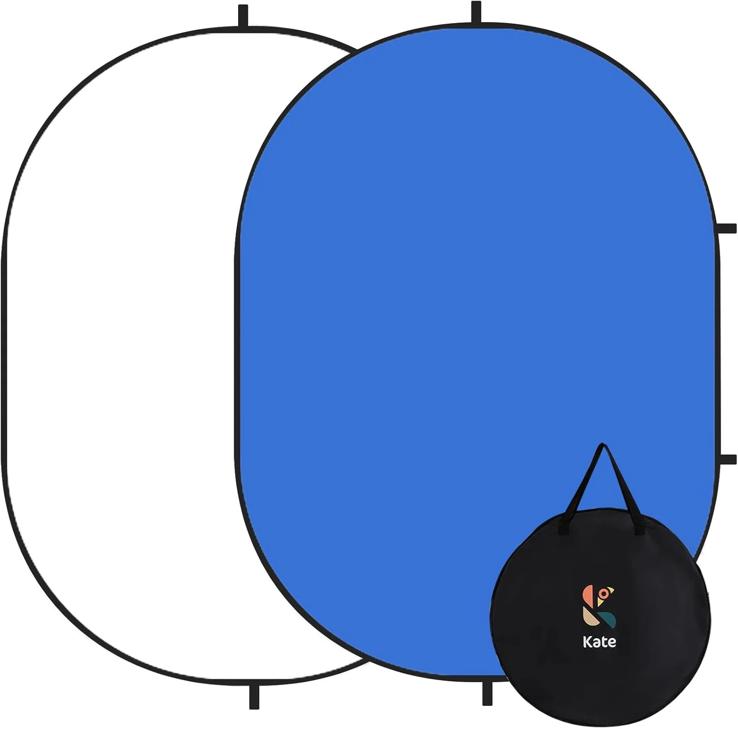 پس زمینه تاشو کیت برای تست های سلف تیپ، عکس های حرفه ای، کنفرانس ویدیویی و پخش زنده - پس زمینه عکاسی قابل حمل (1.5x2 متر، آبی/سفید)