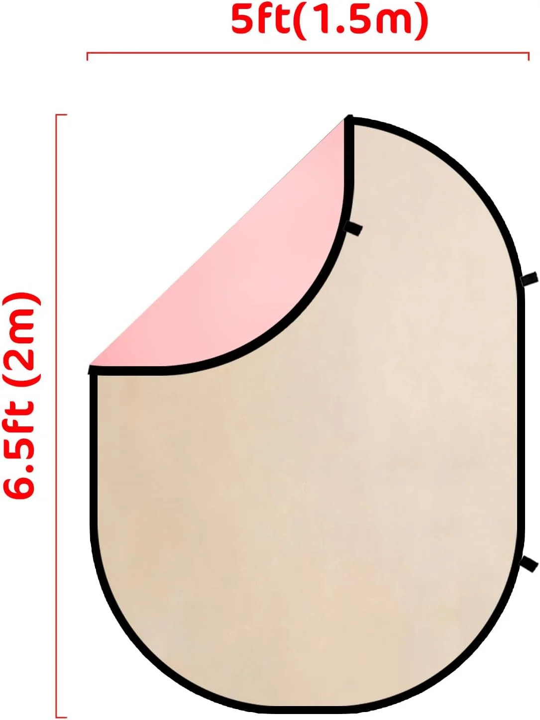 پس زمینه دو طرفه 1.5x2 متری کیت، صورتی/بژ، پس زمینه انتزاعی، تاشو، قابل حمل، مناسب برای عکاسی پرتره