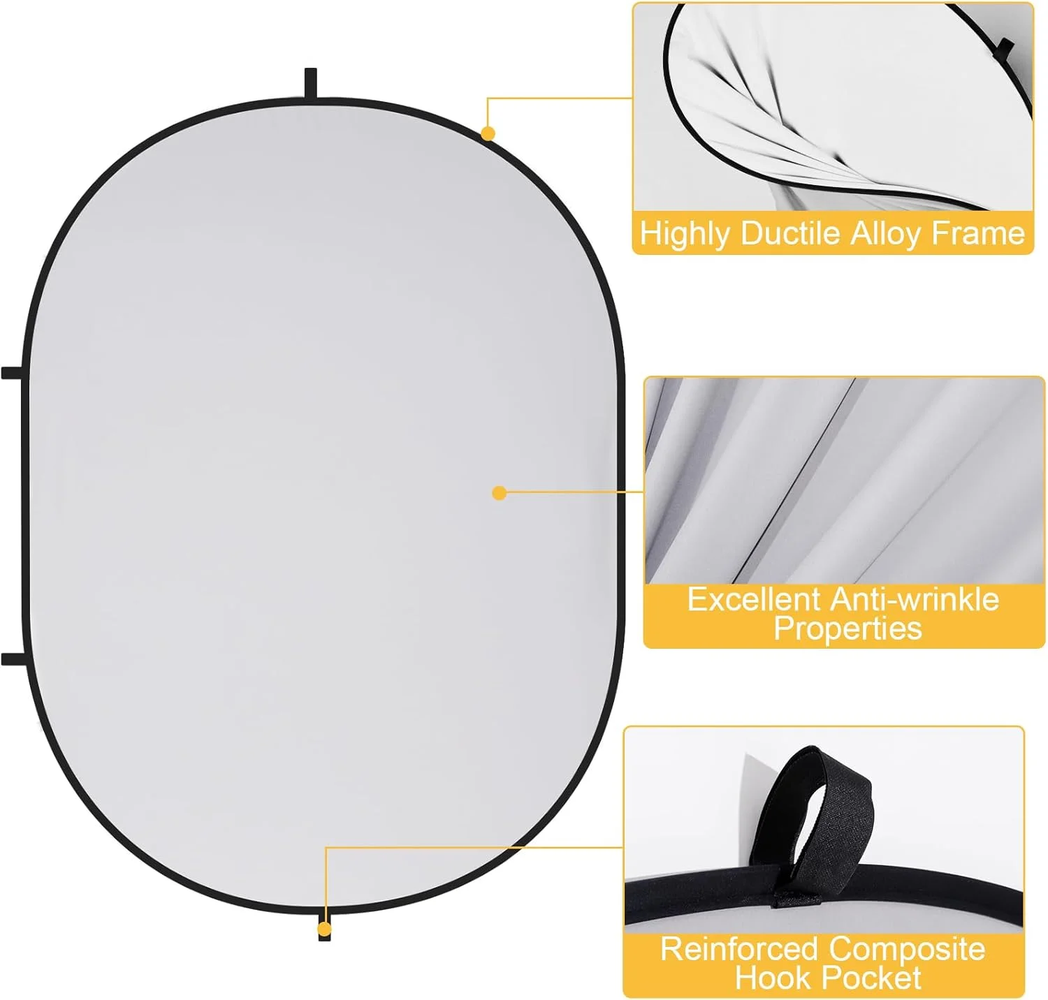 پس زمینه تاشو کیت، پس زمینه عکاسی خودچسب، پس زمینه بازشو تاشو برای عکاسی (1.5x2 متر، سفید/خاکستری)