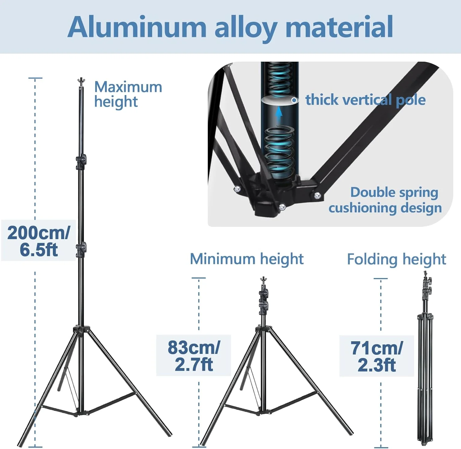 کیت پس زمینه عکس 2 در 1 مشکی و سفید EMART (1.8x2.8 متر) با پایه قابل تنظیم (2x3 متر) و 6 گیره فنری برای پرتره/یوتیوب/استودیو ویدیو
