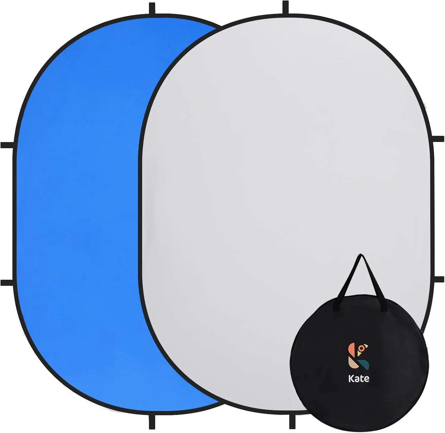 پس زمینه تاشو کیت برای تست های سلف تیپ، عکس های حرفه ای، کنفرانس ویدئویی و پخش زنده - پس زمینه عکاسی قابل حمل (1.5x2 متر، آبی/خاکستری)