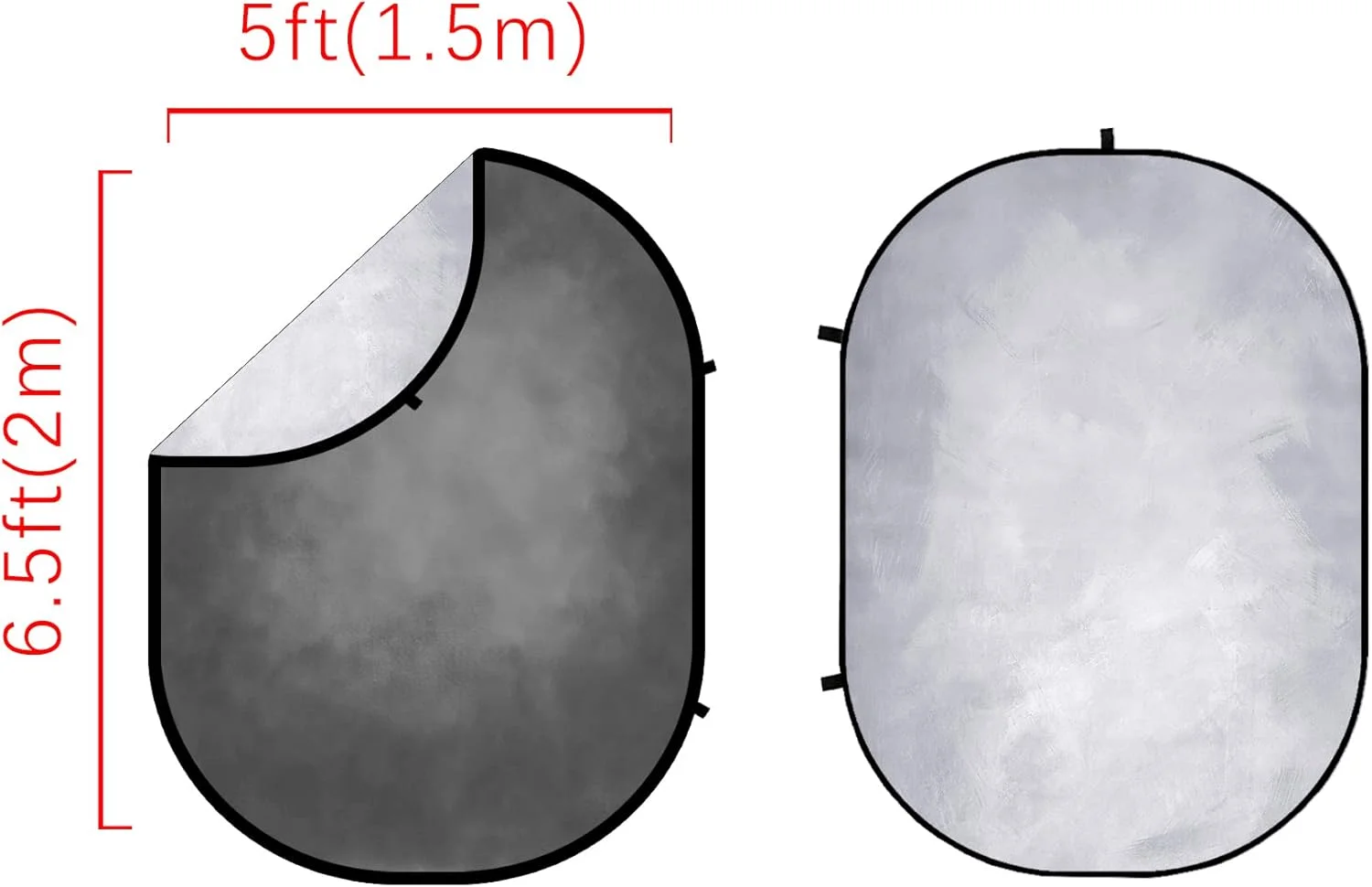 پس زمینه تاشو دو طرفه کیت، خاکستری روشن/خاکستری تیره برای عکاسی، پس زمینه عکاسی پاپ آپ تاشو (1.5x2 متر)