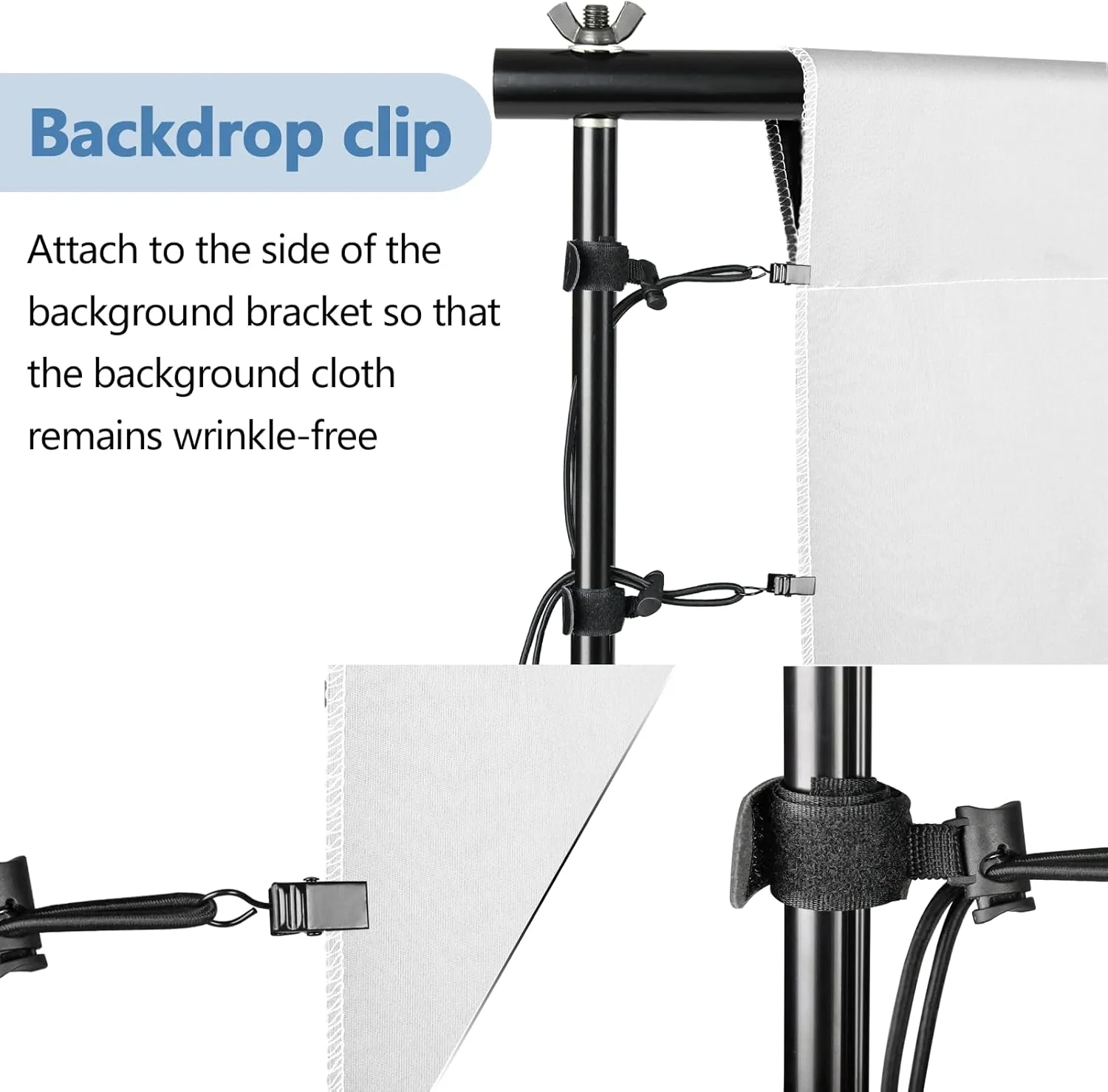 کیت پس زمینه عکس 2 در 1 مشکی و سفید EMART (1.8x2.8 متر) با پایه قابل تنظیم (2x3 متر) و 6 گیره فنری برای پرتره/یوتیوب/استودیو ویدیو
