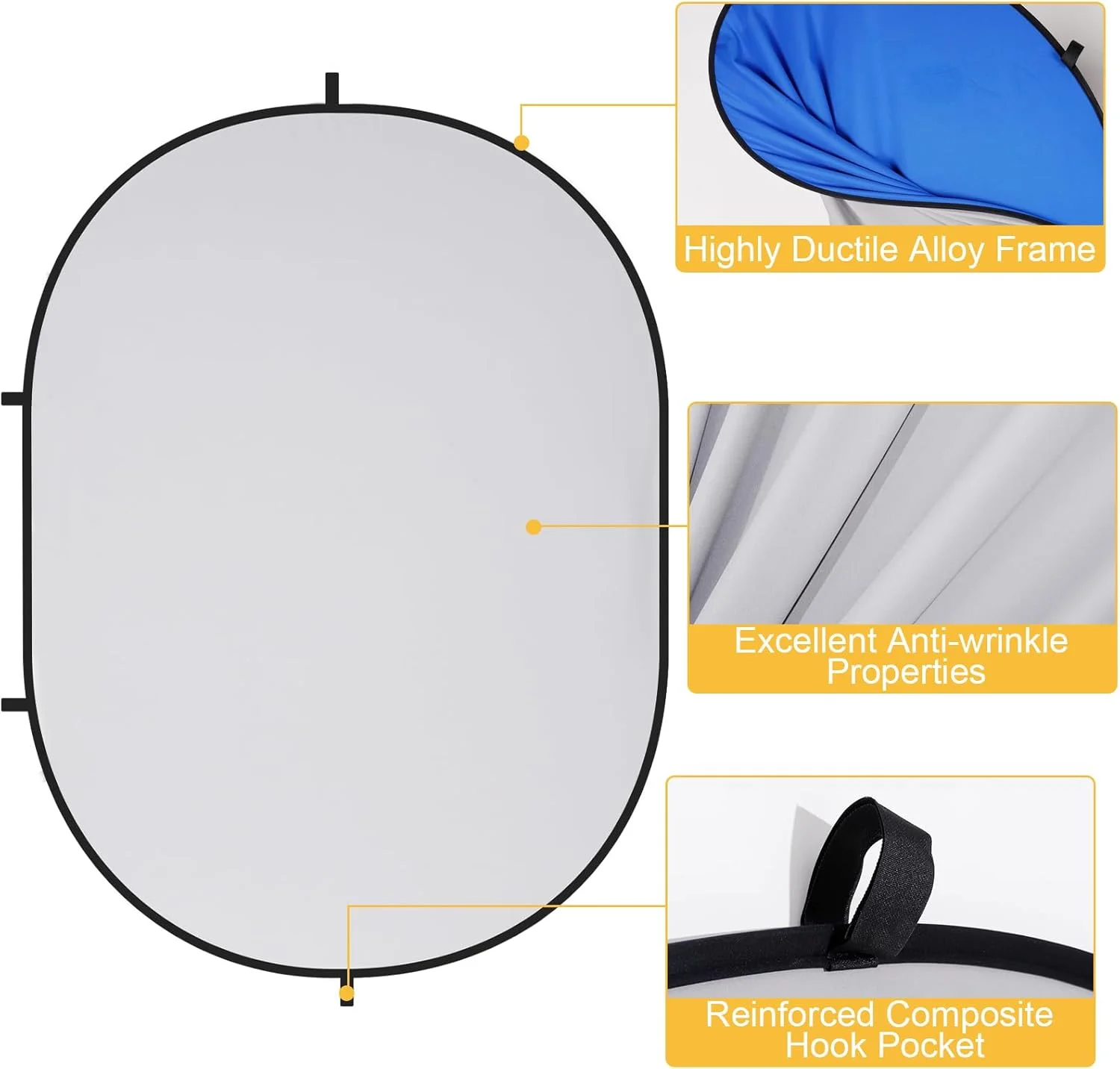 پس زمینه تاشو کیت برای تست های سلف تیپ، عکس های حرفه ای، کنفرانس ویدئویی و پخش زنده - پس زمینه عکاسی قابل حمل (1.5x2 متر، آبی/خاکستری) پس زمینه تاشو کیت برای تست های سلف تیپ، عکس های حرفه ای، کنفرانس ویدئویی و پخش زنده - پس زمینه عکاسی قابل حمل (1.5x2 متر، آبی/خاکستری)