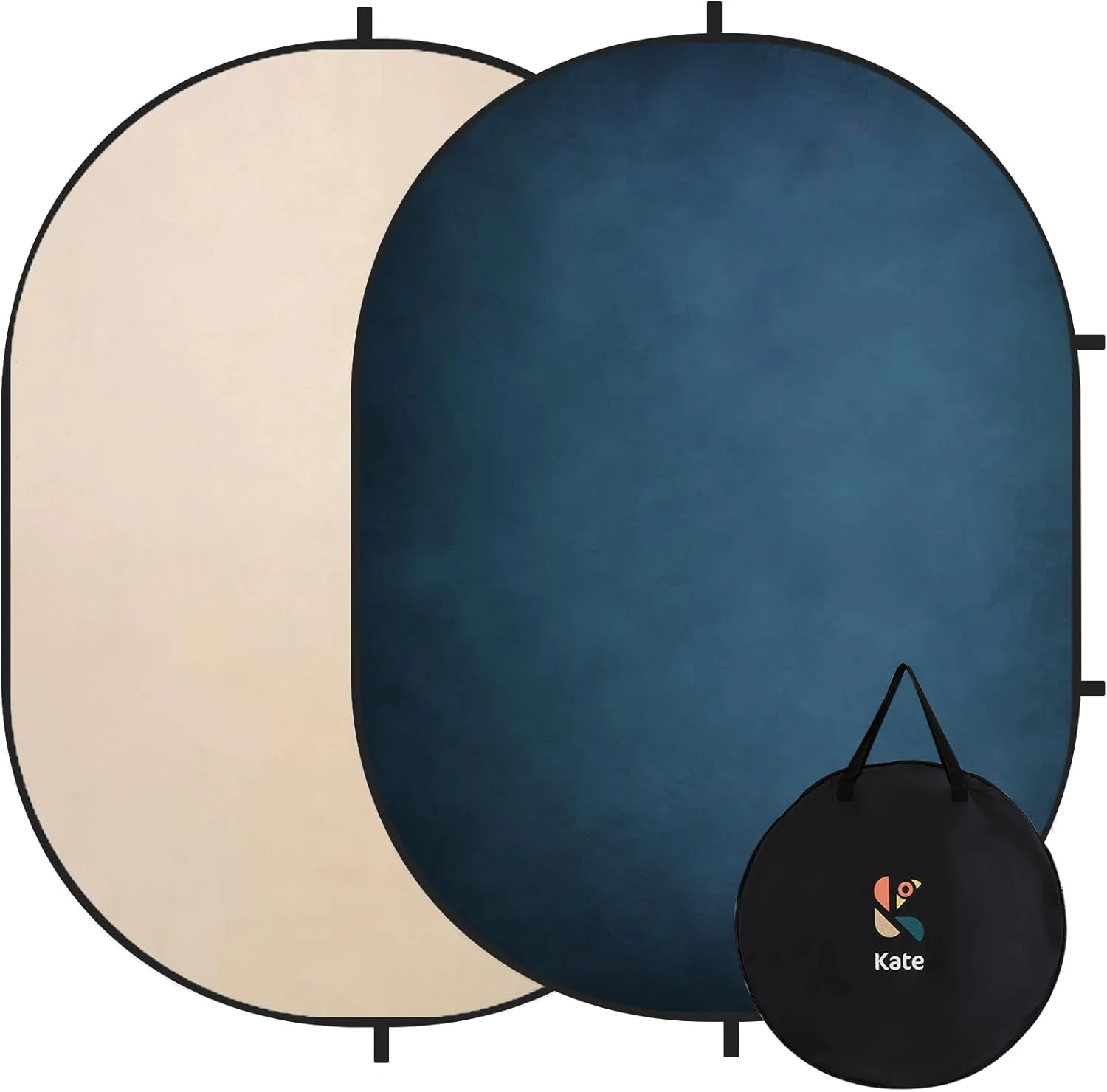 پس زمینه تاشو کیت، آبی و بژ، پس زمینه پاپ آپ قابل حمل، پنل 2 در 1 برای عکاسی، مهمانی ها، پرتره، ویدئو، پادکست، 1.5x2 متر