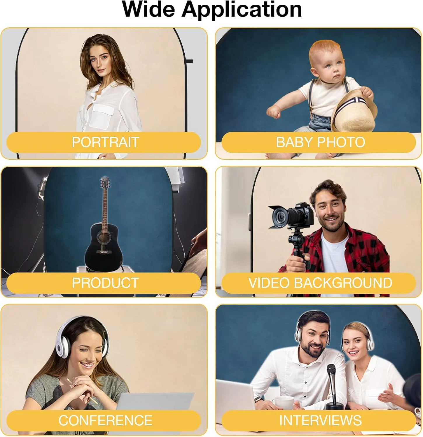 پس زمینه تاشو کیت، آبی و بژ، پس زمینه پاپ آپ قابل حمل، پنل 2 در 1 برای عکاسی، مهمانی ها، پرتره، ویدئو، پادکست، 1.5x2 متر