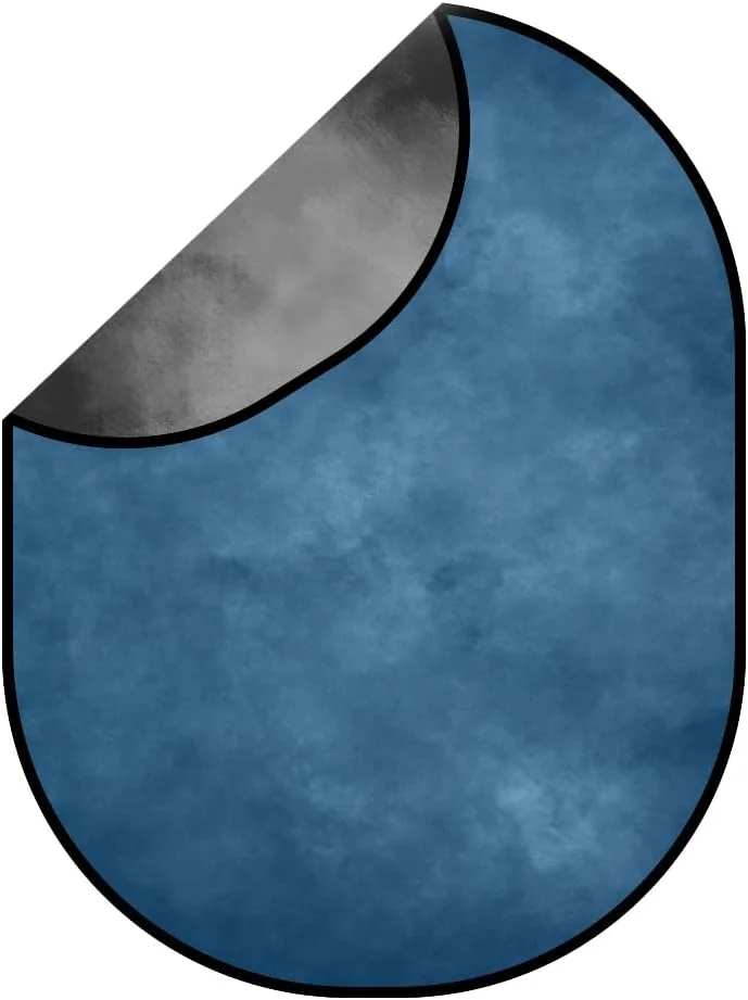 پس زمینه تاشو کیت، آبی و مشکی، پس زمینه های عکس قابل حمل، پس زمینه بازشو برای عکاسی، پرتره، پخش زنده، 1.5x2 متر