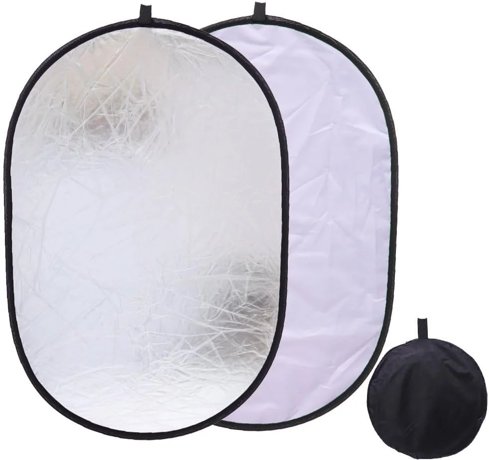 پس زمینه تاشو پرتابل 2 در 1 سفید نقره ای عکاسی eWINNER، 150 * 200 سانتی متر، به همراه کیف حمل (2 در 1/150 * 200 سانتی متر)