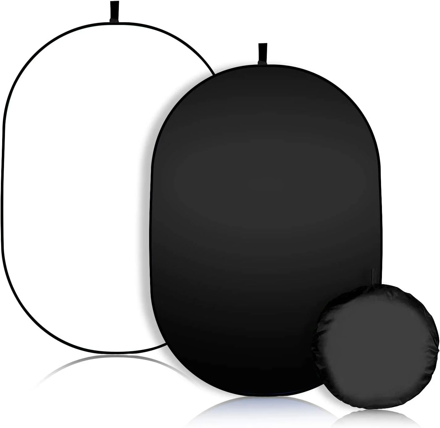 پس زمینه تاشو دو طرفه eWINNER، 100 در 150 سانتی متر، مناسب برای پرتره، عکاسی حرفه ای، استودیو تلویزیونی (سیاه/سفید)