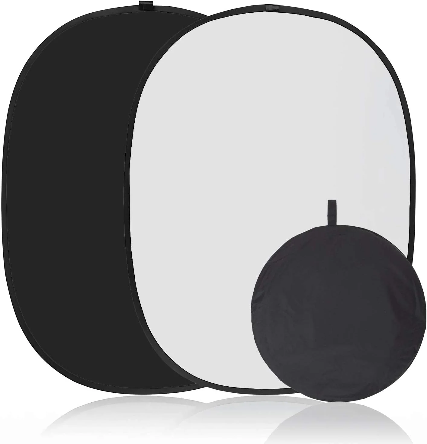 پس زمینه تاشو عکاسی ایوینر 150x200 سانتی متر، پنل پس زمینه پاپ آپ قابل حمل 2 در 1، صفحه سفید مشکی تاشو برای عکس/پرتره/عکس سر/زوم (سفید/مشکی)