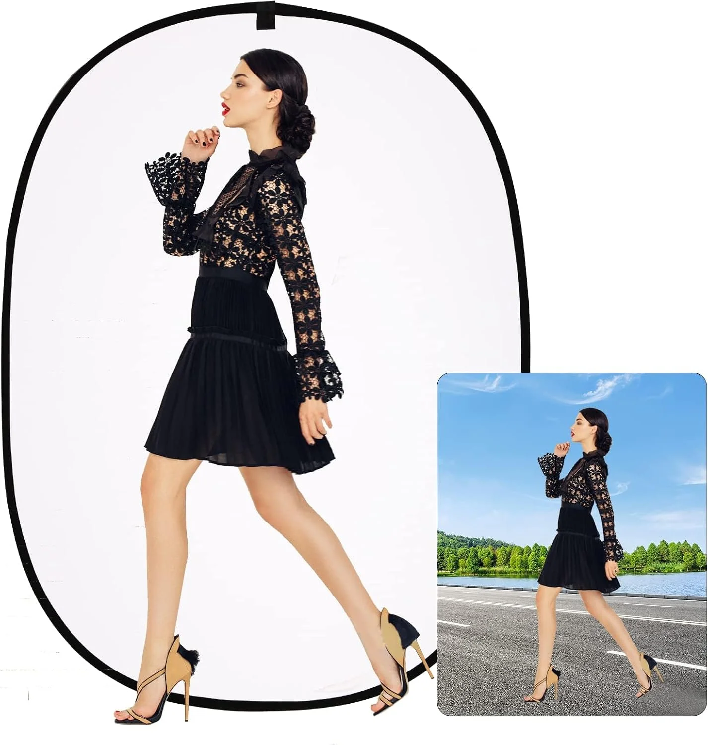 پس زمینه تاشو عکاسی ایوینر 150x200 سانتی متر، پنل پس زمینه پاپ آپ قابل حمل 2 در 1، صفحه سفید مشکی تاشو برای عکس/پرتره/عکس سر/زوم (سفید/مشکی) پس زمینه تاشو عکاسی ایوینر 150x200 سانتی متر، پنل پس زمینه پاپ آپ قابل حمل 2 در 1، صفحه سفید مشکی تاشو برای عکس/پرتره/عکس سر/زوم (سفید/مشکی)