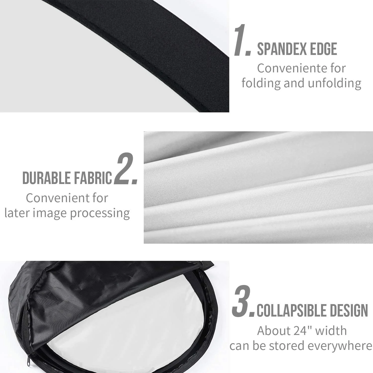 پس زمینه تاشو دو طرفه eWINNER، 100 در 150 سانتی متر، مناسب برای پرتره، عکاسی حرفه ای، استودیو تلویزیونی (سیاه/سفید)